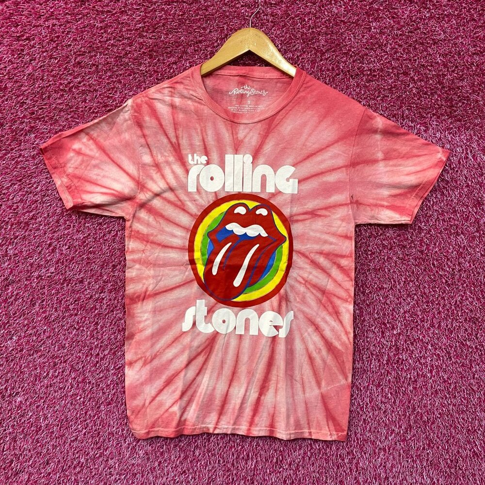 The Rolling Stones Hot Lips Red Tie Dye Tshirt size Small